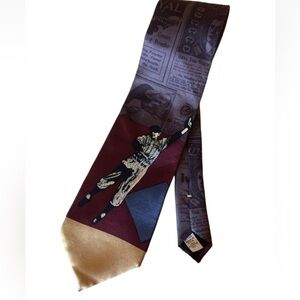 Vintage Resilio silk necktie with baseball player and old advertisements